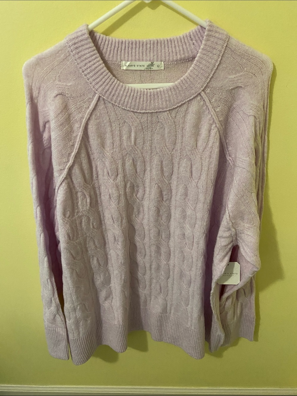 Altar'd State Lilac Cable Crewneck Sweater